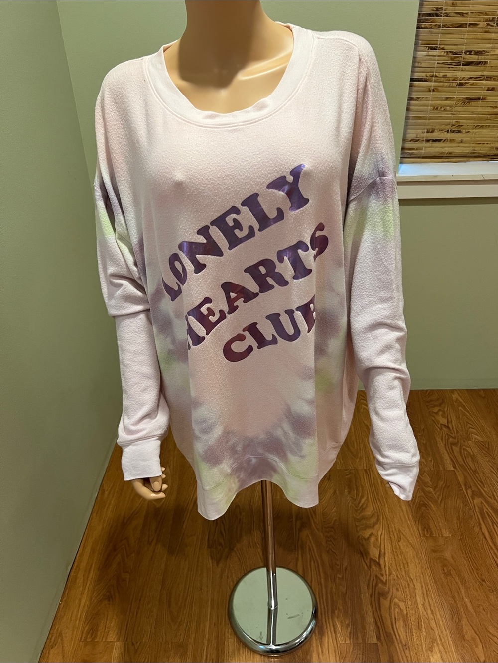 Wildfox Lonely Hearts Club Pastel Tie-Dye Long Sleeve Sweatshirt Size L